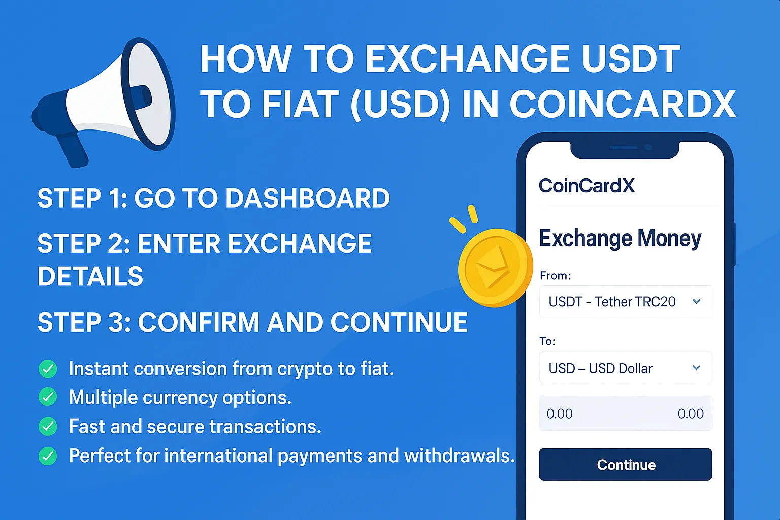 How to Exchange USDT to Fiat (USD) in CoinCardX
